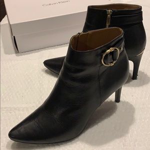 Calvin Klein black leather booties